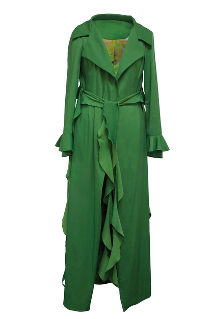 long green trench coat