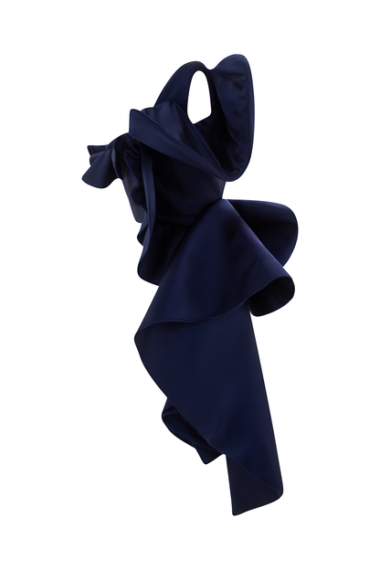 Navy Blue Sculpted Orchid Top for Galas and Weddings Transform into a stunning masterpiece with the Navy Blue Sculpted Orchid Top, perfect for galas, weddings, and special events.